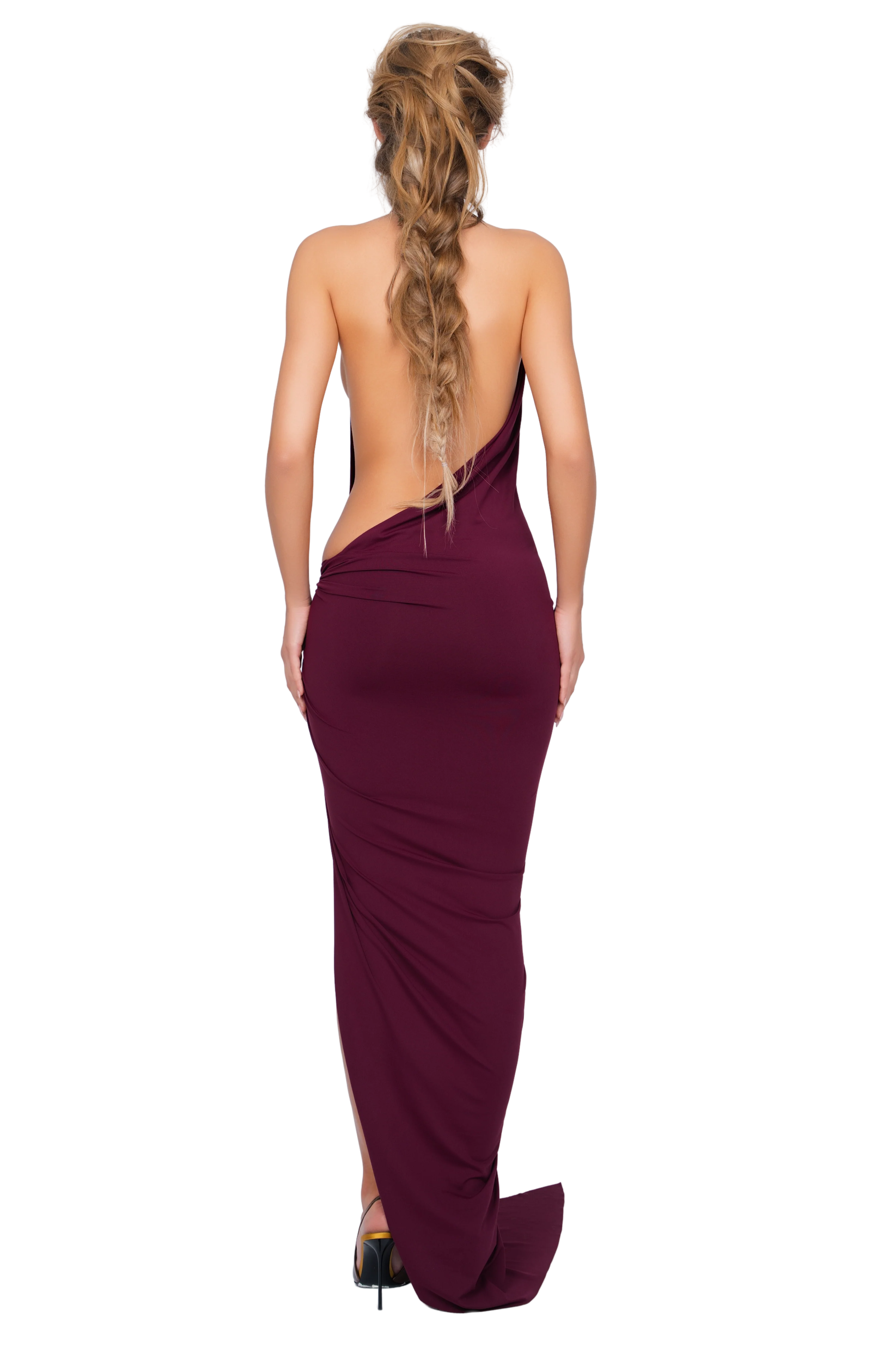Corvaro High Split Maxi Dress - Deep Berry - Image 3