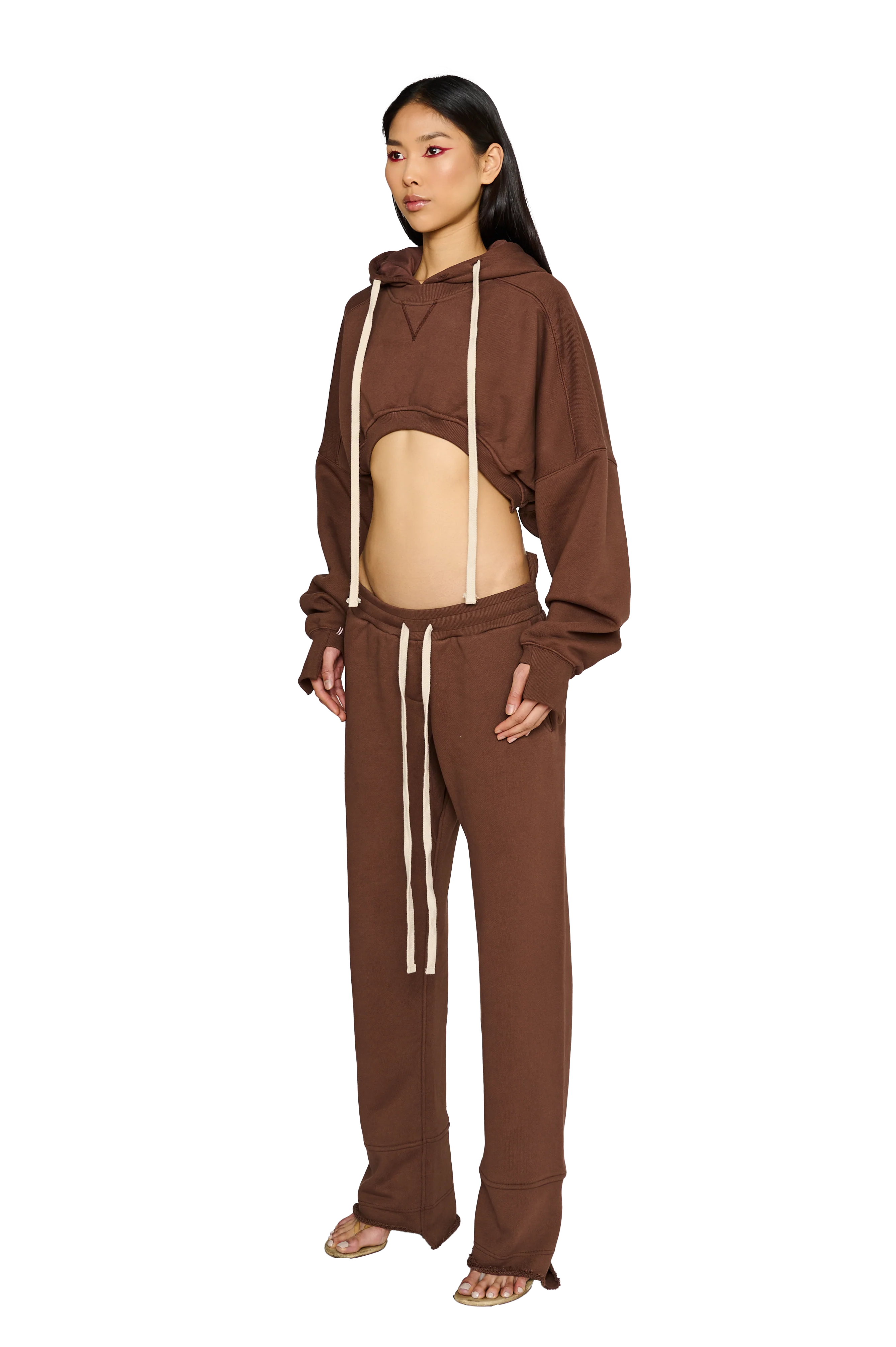 Cropped, Asymmetric Hoodie - Teddy - Image 2