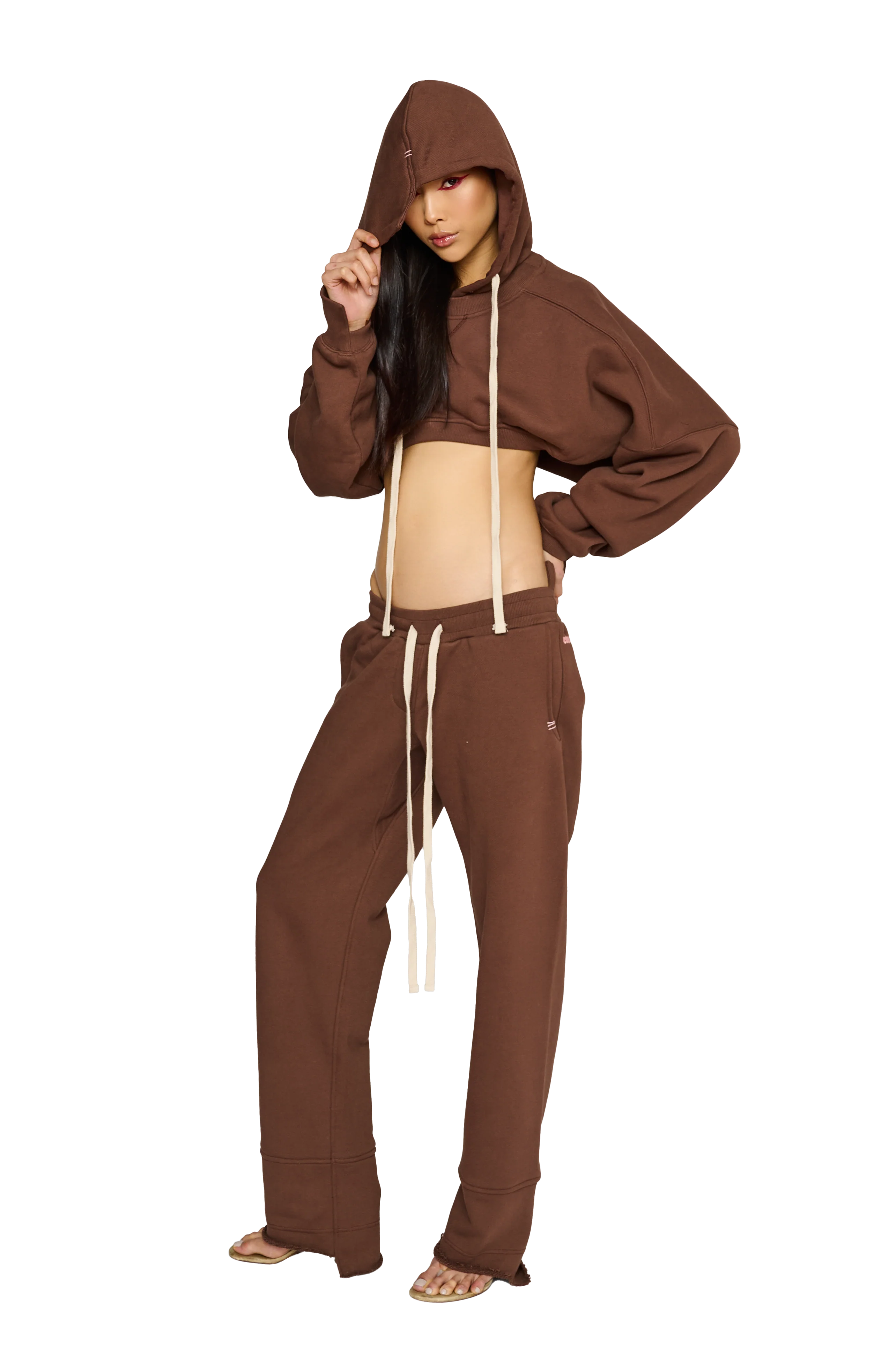 Cropped, Asymmetric Hoodie - Teddy - Image 4