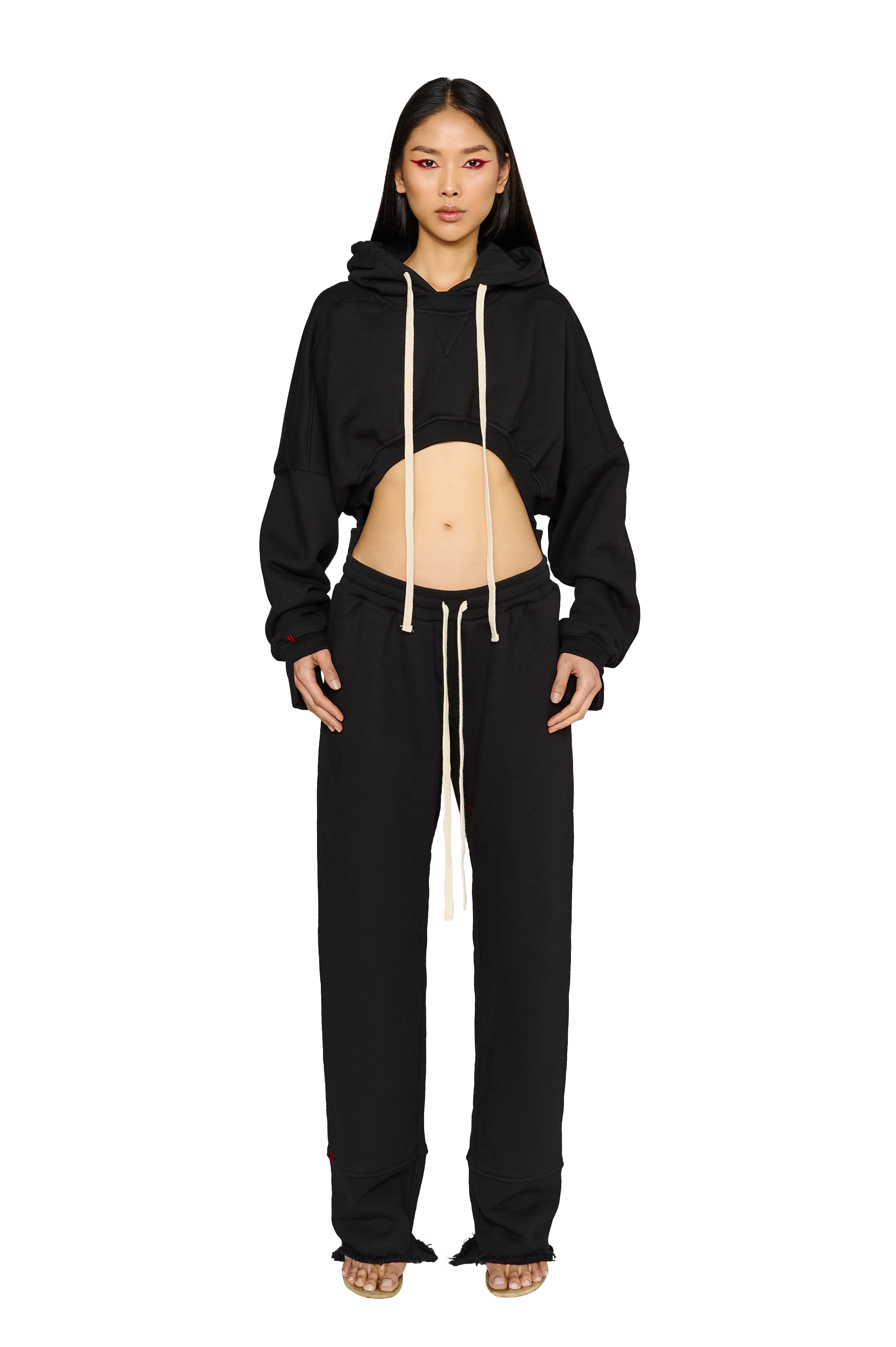 Cropped, Asymmetric Hoodie - Carbon