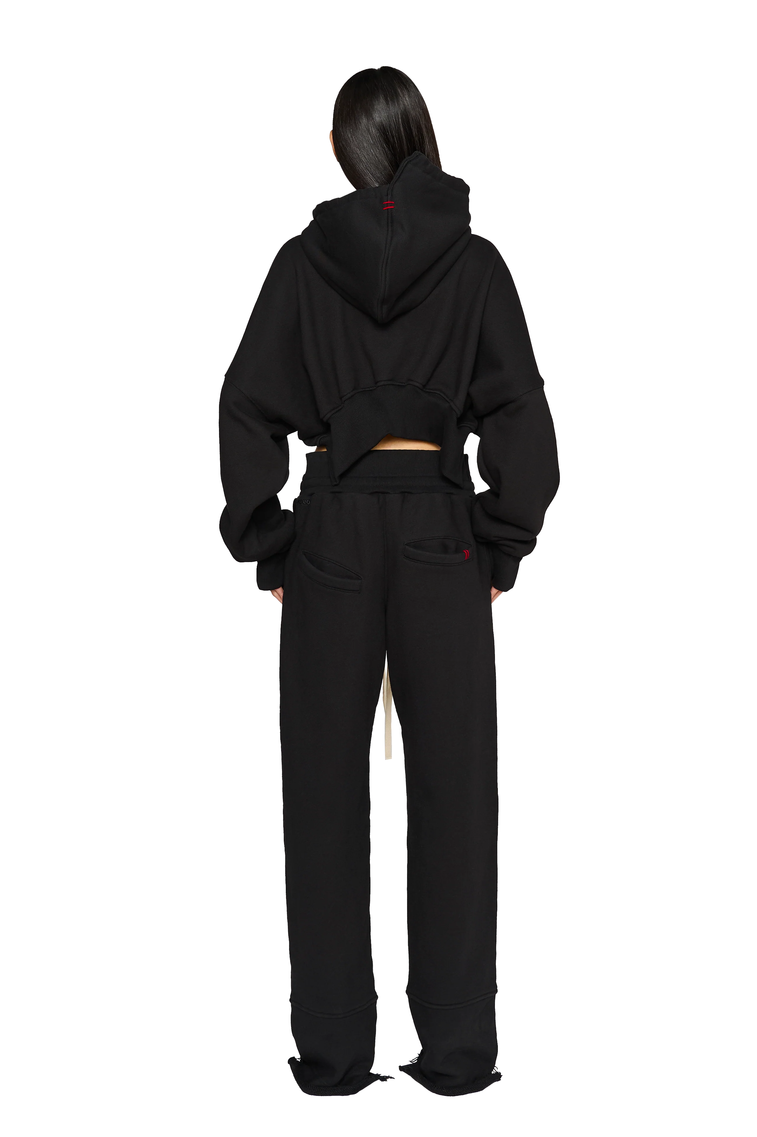 Cropped, Asymmetric Hoodie - Carbon - Image 3