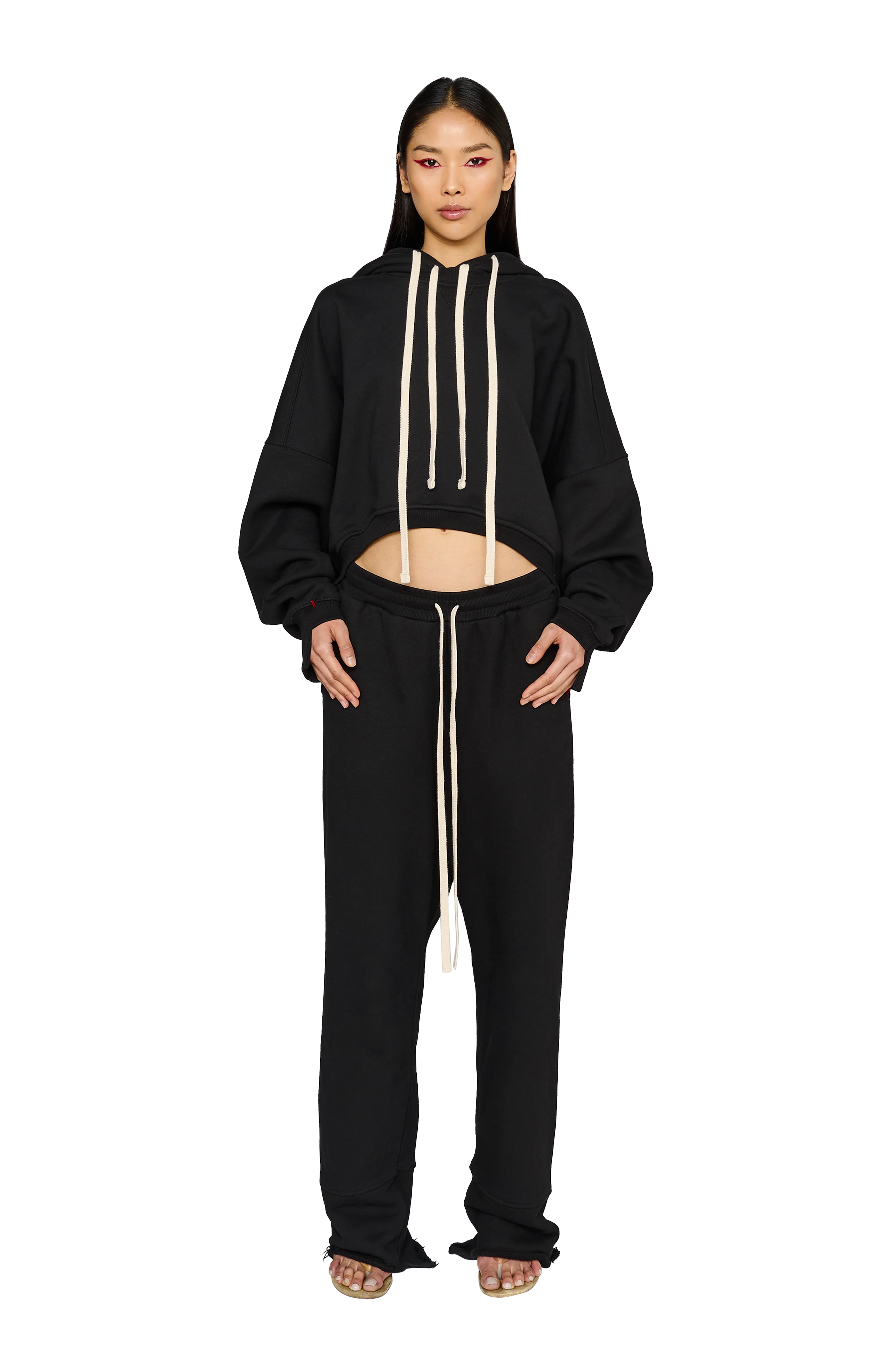 Full Length, Crew Neck Hoodie - Carbon