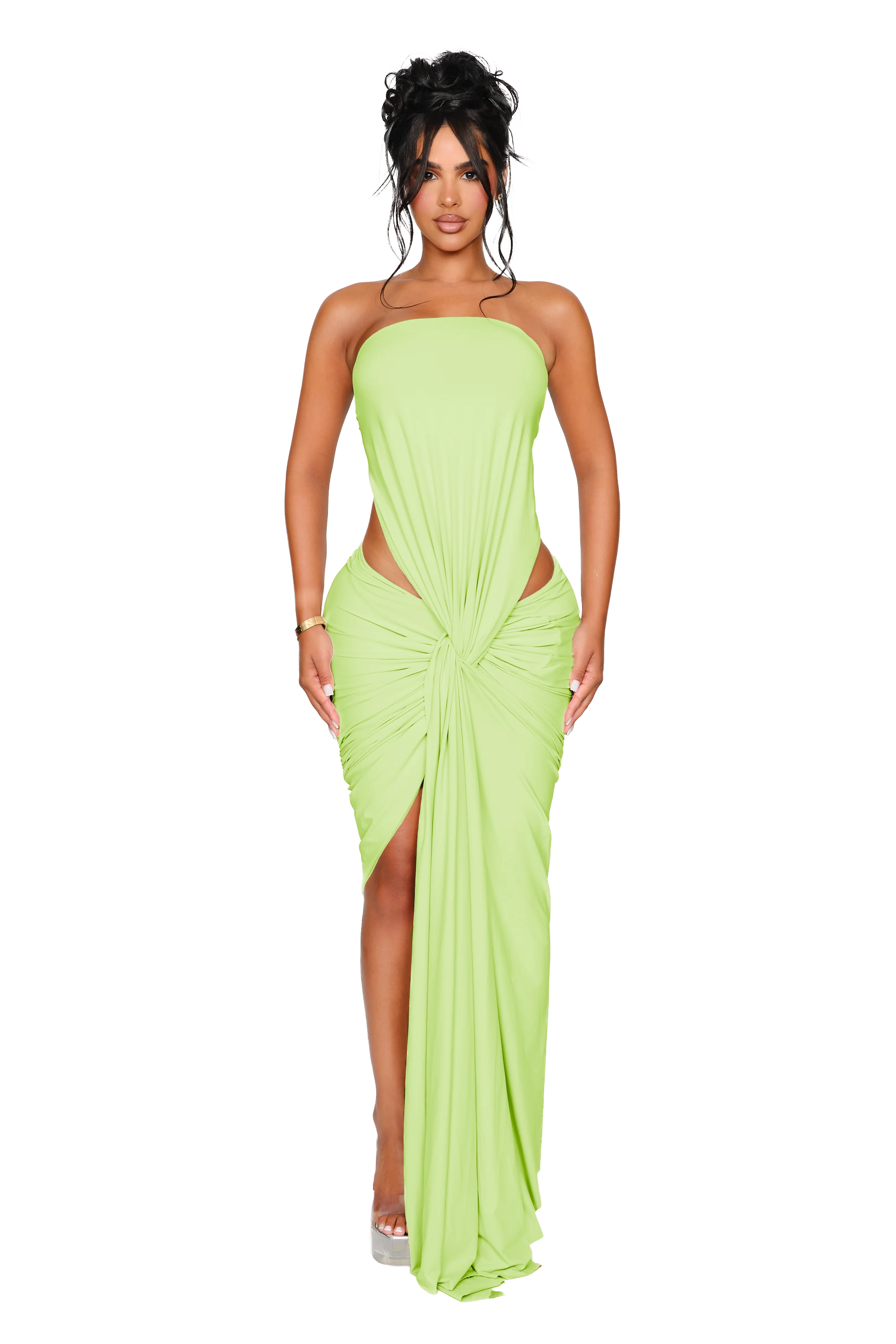 Kali Knot Dress - Soft Lime