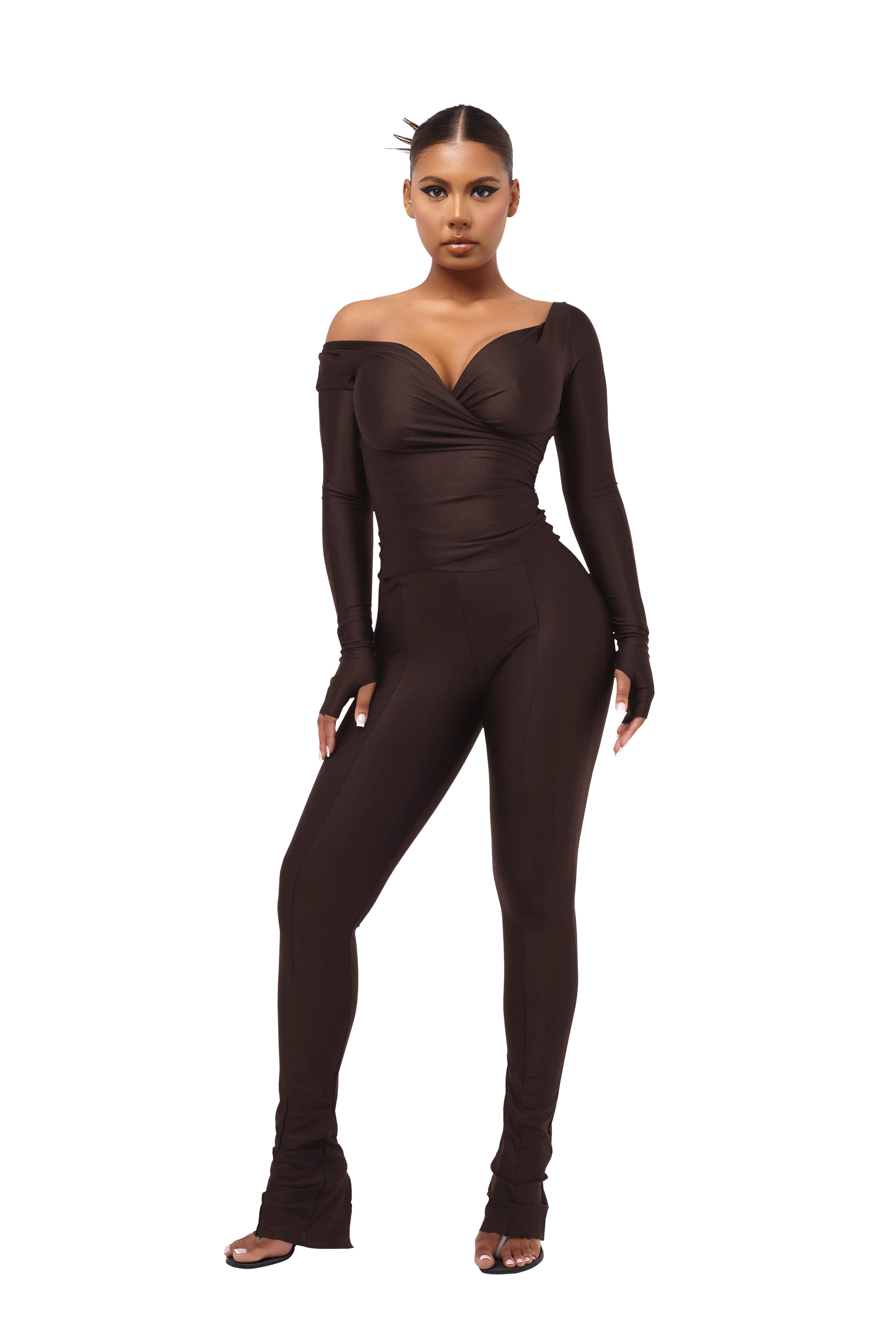 LANAI LONG-SLEEVED TOP - CHOCOLATE - Image 4