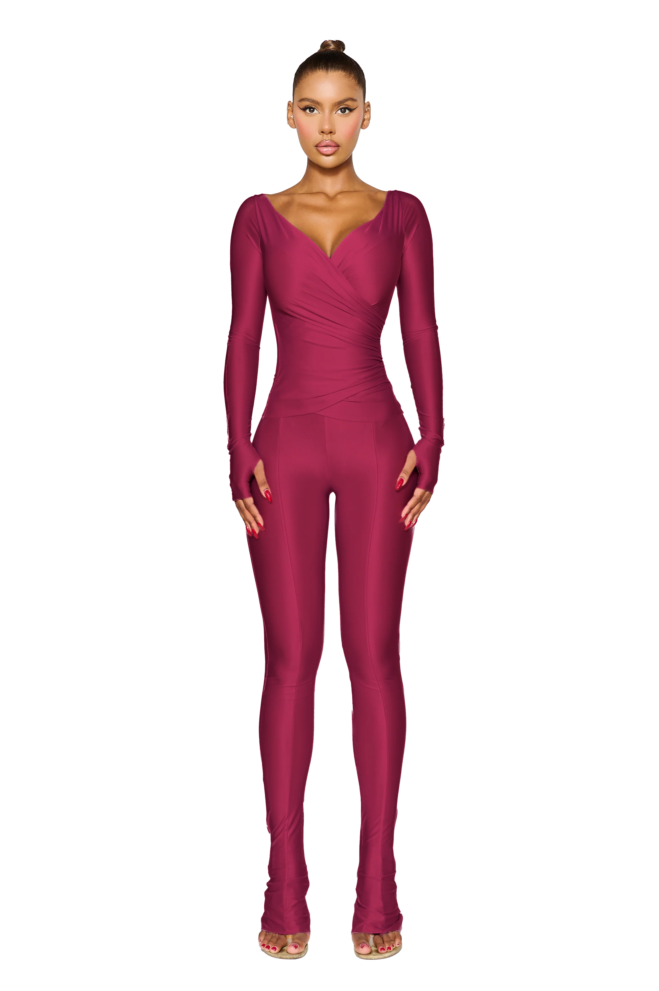 LANAI LONG-SLEEVED TOP - Red Wine