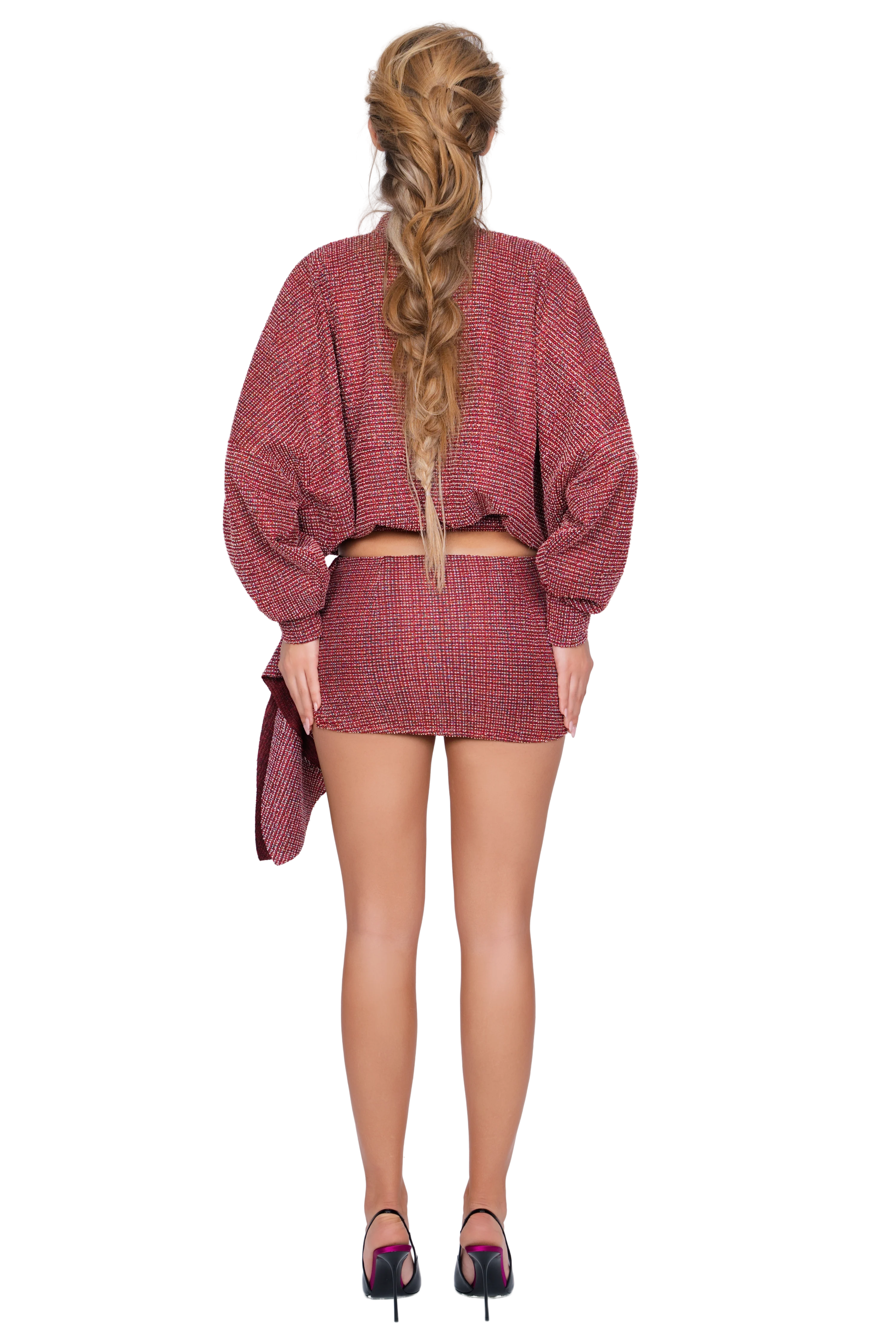 Merano Tweed Skirt - Flecked Rouge - Image 3