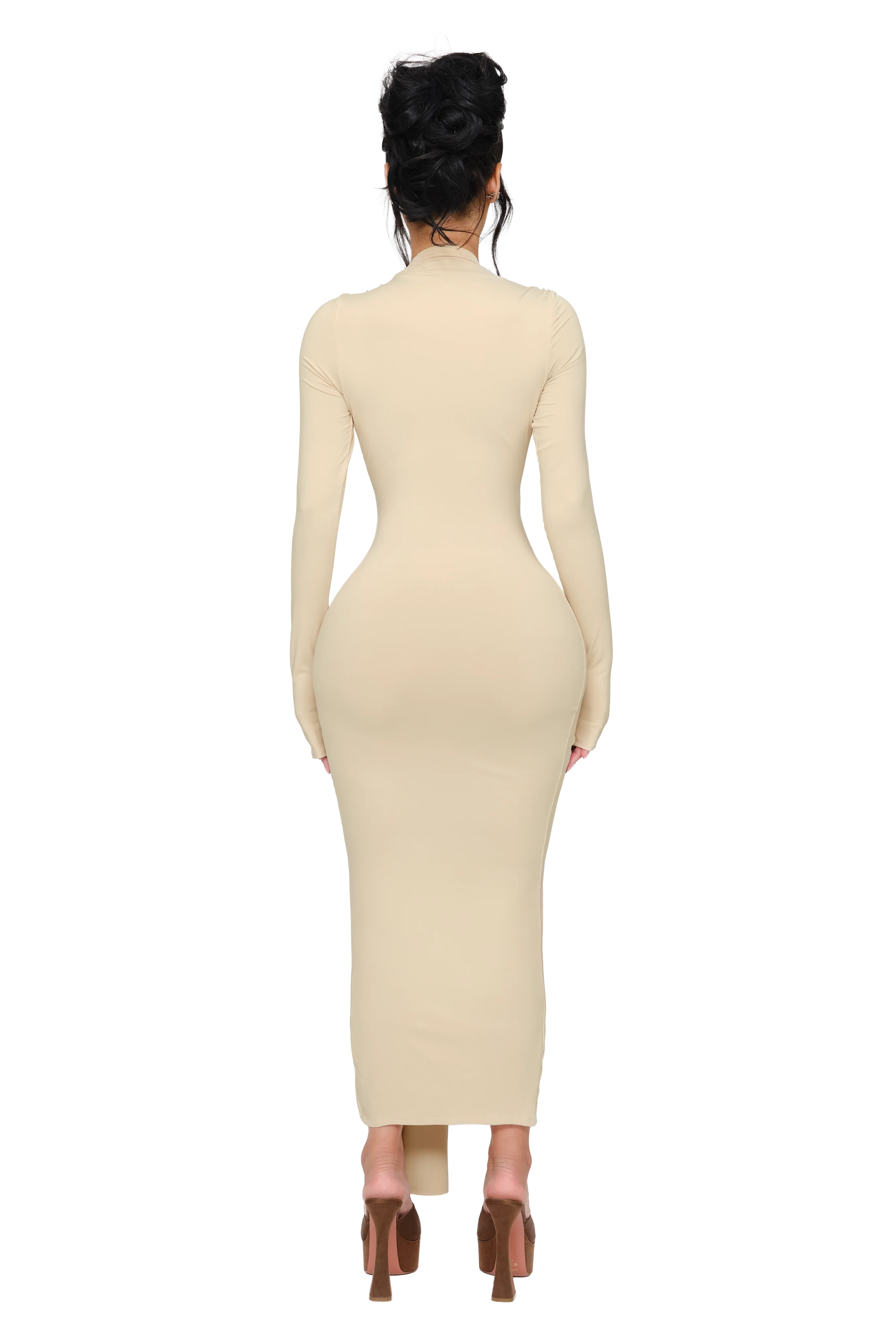 Noxra Deep Plunge Dress - Untouched Butter - Image 3