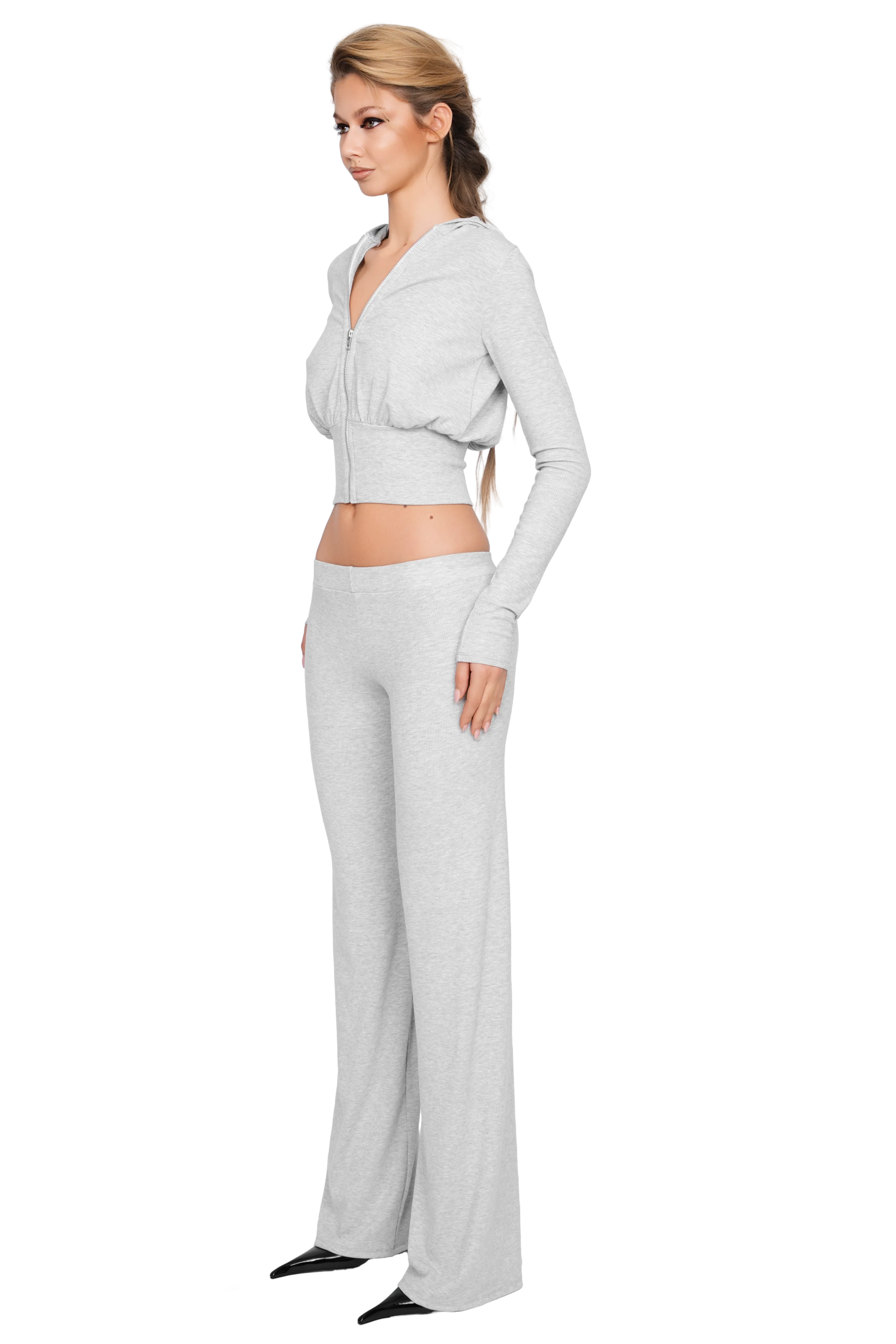 Pordena Ribbed Trouser - Soft Ash - Image 2