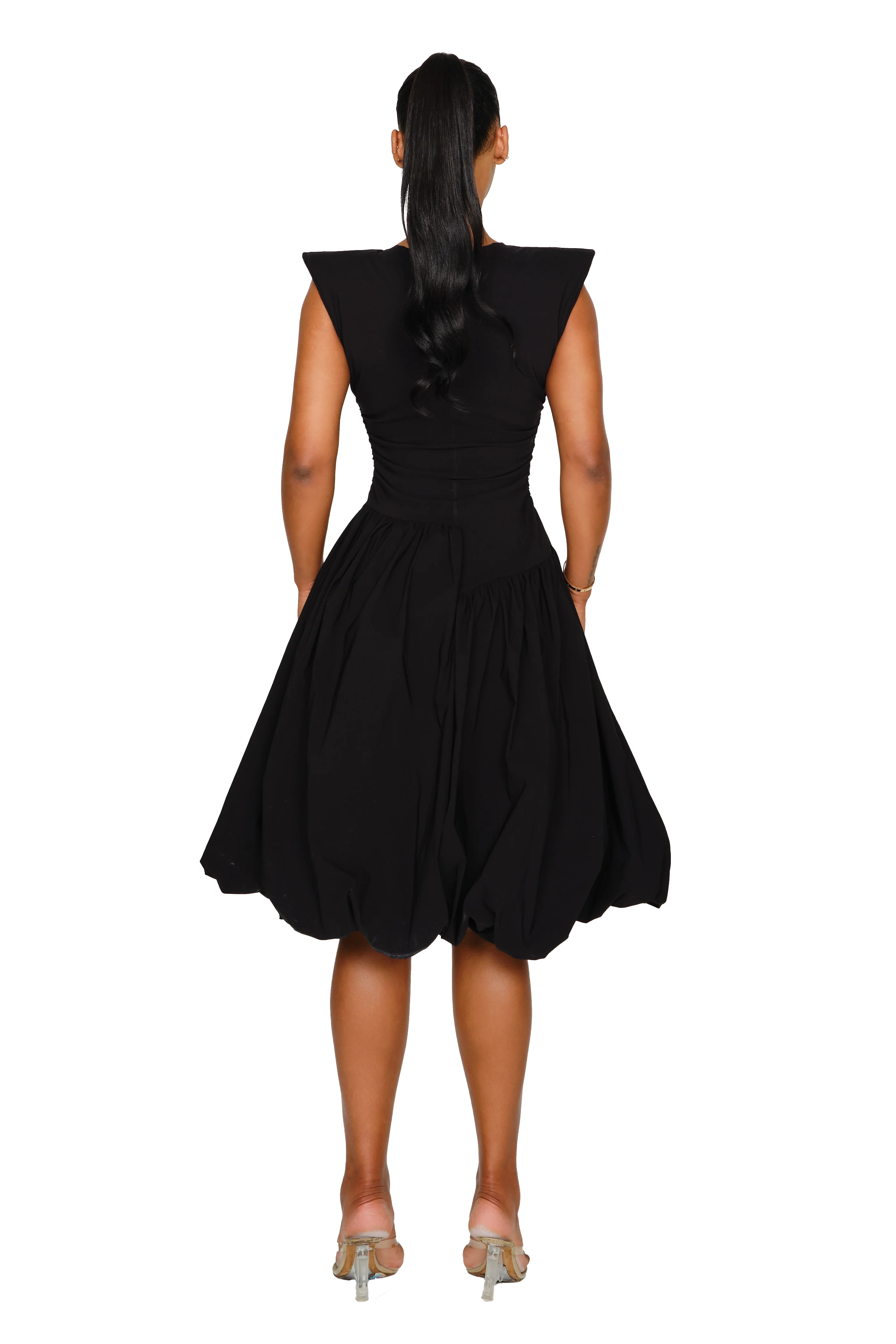 Takla Midi Dress - Satin Black - Image 3